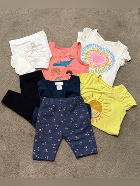 Girls Mixed Tops & Bottoms Bundle — Pink, Yellow, Navy, White